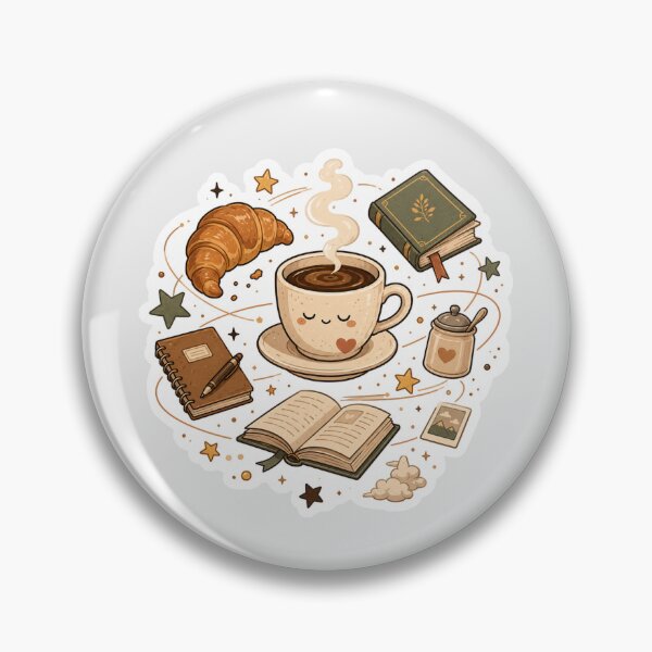 Item preview, Dreamy Café Breakfast Sticker | Cozy Book Lover Aesthetic designed and sold by Fanverse Merchandise.