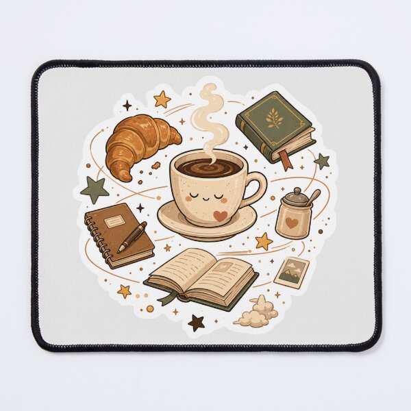 Item preview, Dreamy Café Breakfast Sticker | Cozy Book Lover Aesthetic designed and sold by Fanverse Merchandise.