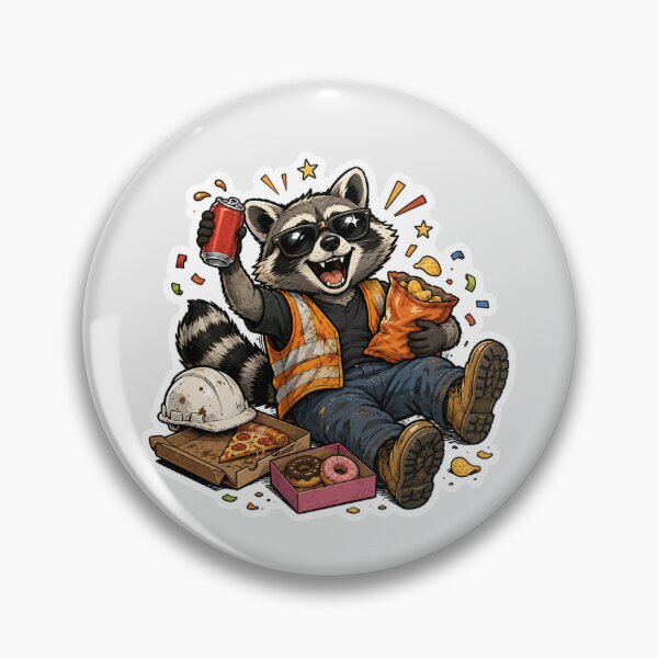 Item preview, Construction Raccoon Sticker | Funny Trash Panda Worker Meme designed and sold by Fanverse Merchandise.