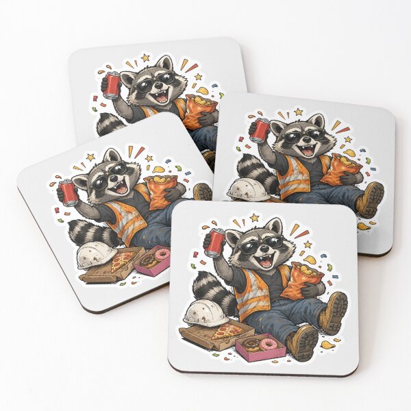 Item preview, Construction Raccoon Sticker | Funny Trash Panda Worker Meme designed and sold by Fanverse Merchandise.
