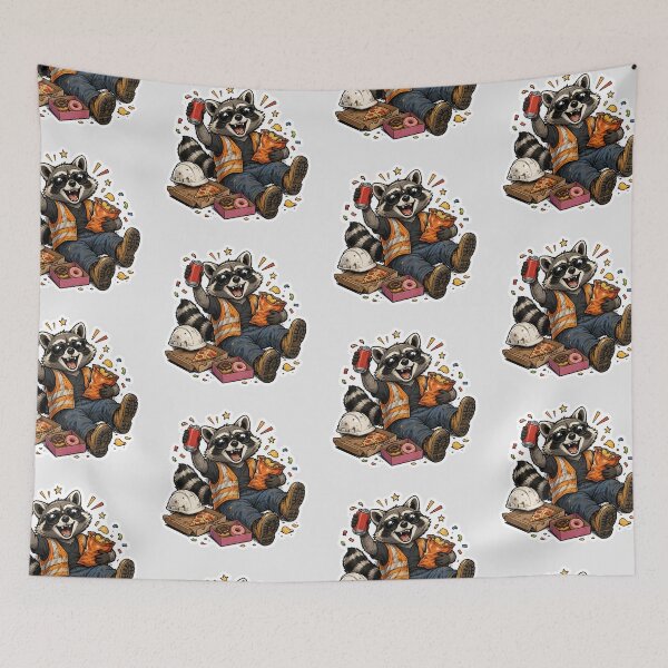 Item preview, Construction Raccoon Sticker | Funny Trash Panda Worker Meme designed and sold by Fanverse Merchandise.