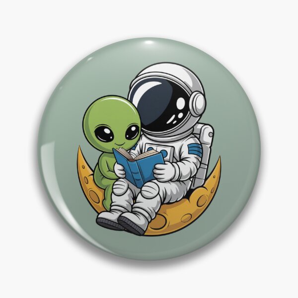 Item preview, astronaut and alien reading a book designed and sold by 123ks.