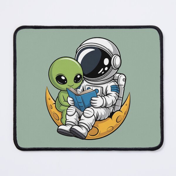 Item preview, astronaut and alien reading a book designed and sold by 123ks.