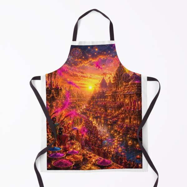 Item preview, Temple of Eternal Holi | Ancient Indian Festival City Fantasy Art designed and sold by Homyar.