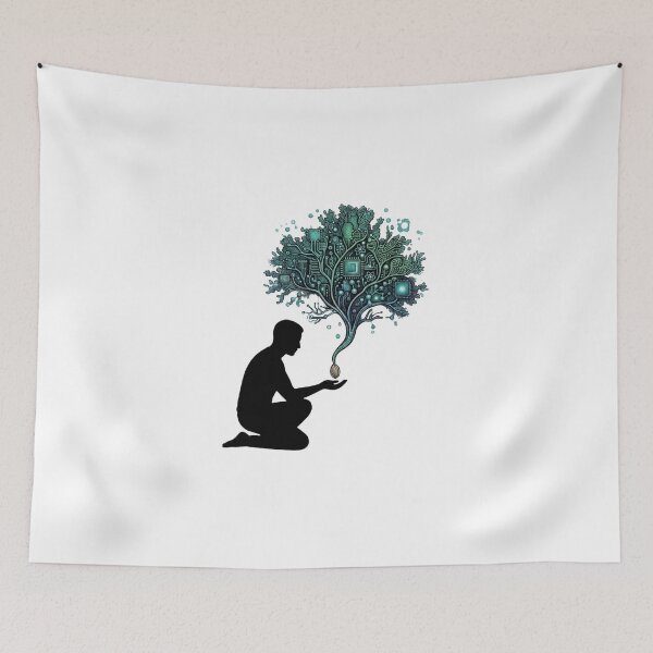 Item preview, Man Connecting with the Magical Tree of Life designed and sold by JeevanStickers.