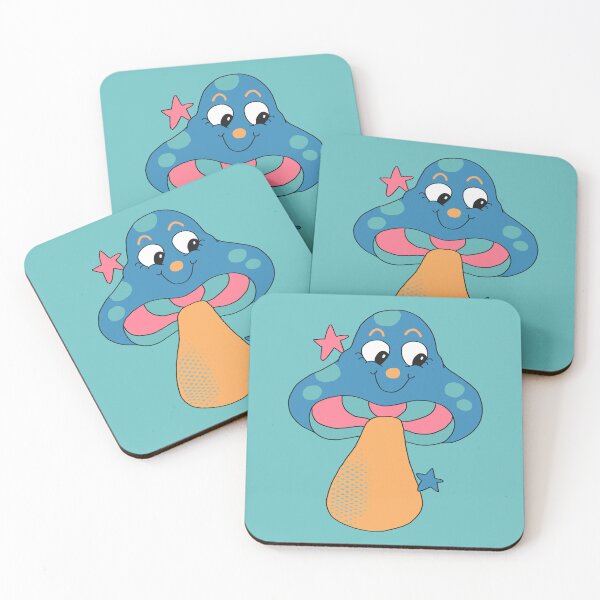 Item preview, Happy Face Retro Mushroom (Blue) designed and sold by yellowflowerhut.
