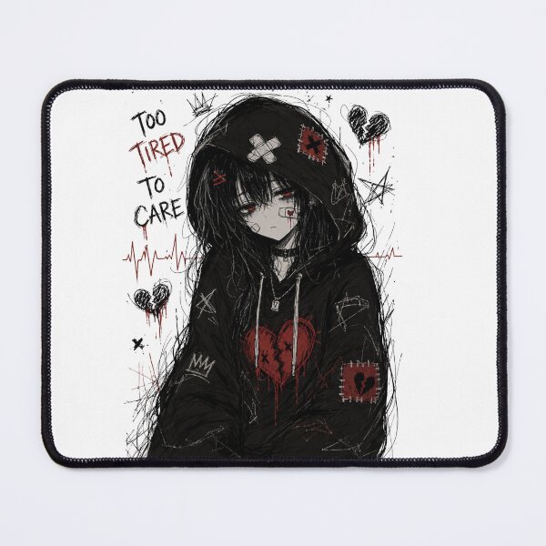 Item preview, Too Tired To Care | Emo Anime Scribble Art designed and sold by Finestrokes.art.