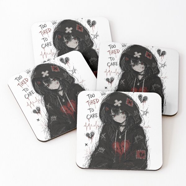 Item preview, Too Tired To Care | Emo Anime Scribble Art designed and sold by Finestrokes.art.