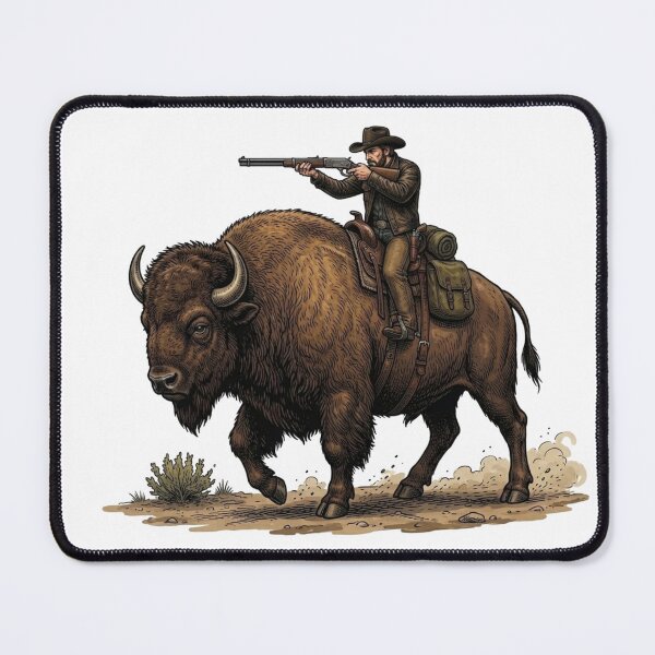 Item preview, Frontier Scout: Cowboy Riding American Bison designed and sold by orioleoutdoor.