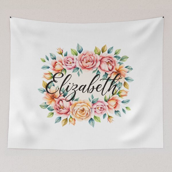 Item preview, Elizabeth Floral Name Watercolor Boho Personalized Design designed and sold by ArcticFoxStudio.