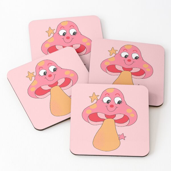 Item preview, Happy Face Retro Mushroom (Pink) designed and sold by yellowflowerhut.