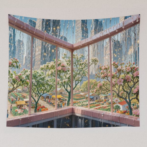 Item preview, Rainy Window View of Flowers and City designed and sold by M-Y-A-R-T-.