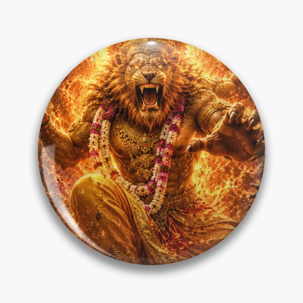 Item preview, Lord Narasimha Emerging Through Cosmic Fire | Prahlad Protection Hindu Mythology Art designed and sold by Homyar.