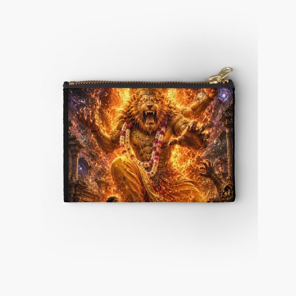 Item preview, Lord Narasimha Emerging Through Cosmic Fire | Prahlad Protection Hindu Mythology Art designed and sold by Homyar.