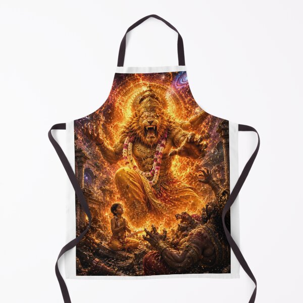 Item preview, Lord Narasimha Emerging Through Cosmic Fire | Prahlad Protection Hindu Mythology Art designed and sold by Homyar.
