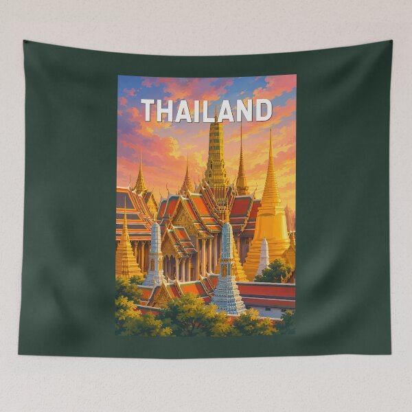 Item preview, Thailand Illustration Travel Art Vintage designed and sold by KrisSidDesigns.