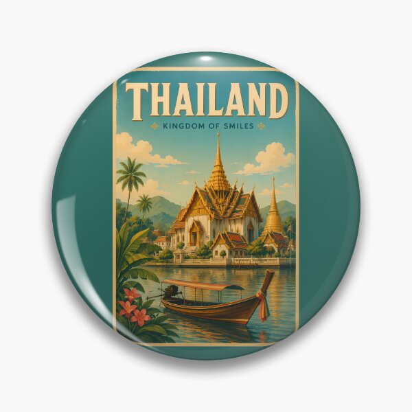Item preview, Thailand Temple Illustration Travel Art Vintage designed and sold by KrisSidDesigns.