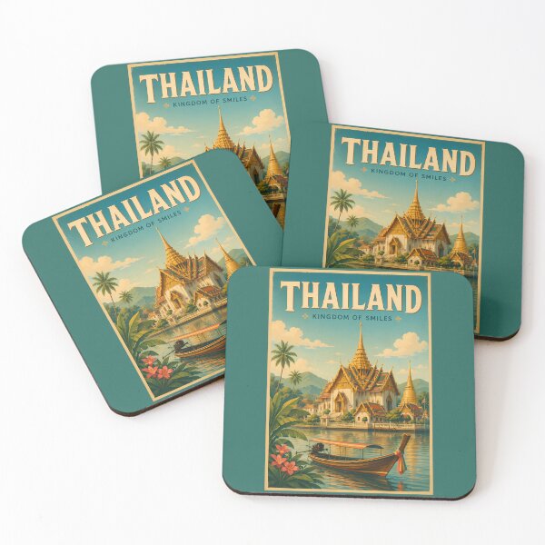 Item preview, Thailand Temple Illustration Travel Art Vintage designed and sold by KrisSidDesigns.