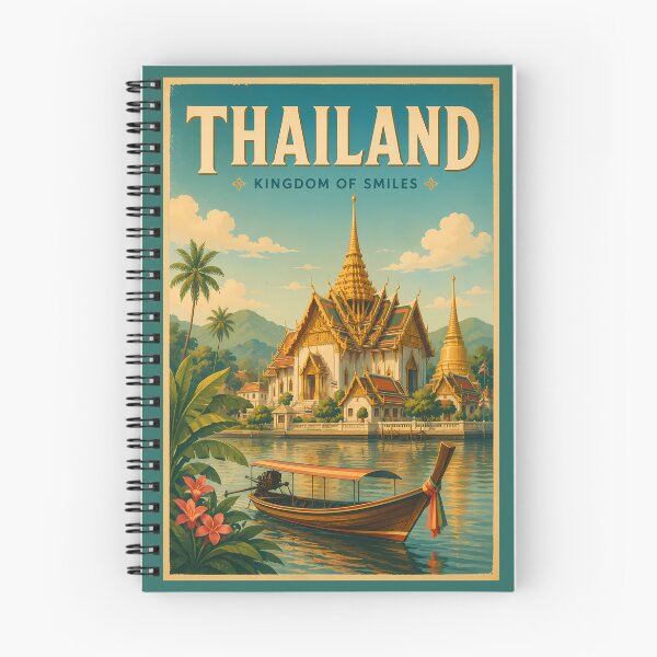 Item preview, Thailand Temple Illustration Travel Art Vintage designed and sold by KrisSidDesigns.