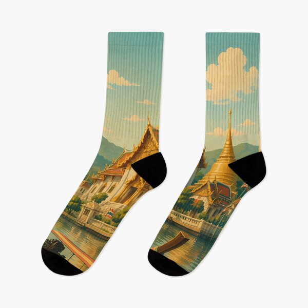 Item preview, Thailand Temple Illustration Travel Art Vintage designed and sold by KrisSidDesigns.