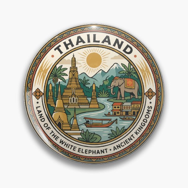 Item preview, Thailand Illustration Travel Art Badge designed and sold by KrisSidDesigns.
