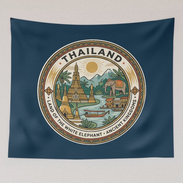 Item preview, Thailand Illustration Travel Art Badge designed and sold by KrisSidDesigns.