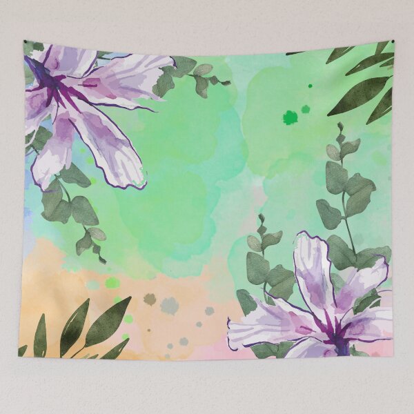 Item preview, Aesthetic Purple Floral Watercolor Botanical Green Leaf Art designed and sold by GeoandHome.