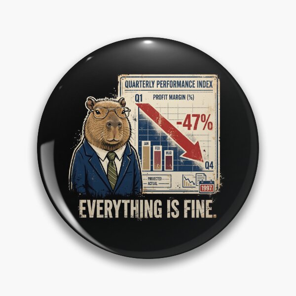 Item preview, Funny Capybara Everything Is Fine Retro Corporate Stock Market Crash designed and sold by  Bold Border Studio..