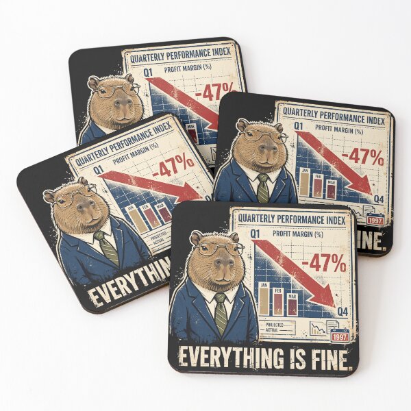 Item preview, Funny Capybara Everything Is Fine Retro Corporate Stock Market Crash designed and sold by  Bold Border Studio..