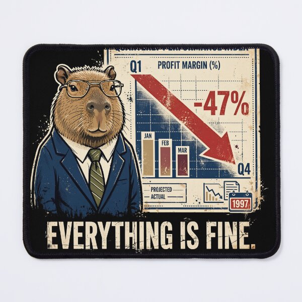 Item preview, Funny Capybara Everything Is Fine Retro Corporate Stock Market Crash designed and sold by  Bold Border Studio..