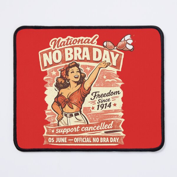 Item preview, National No Bra Day – Freedom Since 1914 | Funny Retro Pinup Style Vintage Tee designed and sold by MartBook.