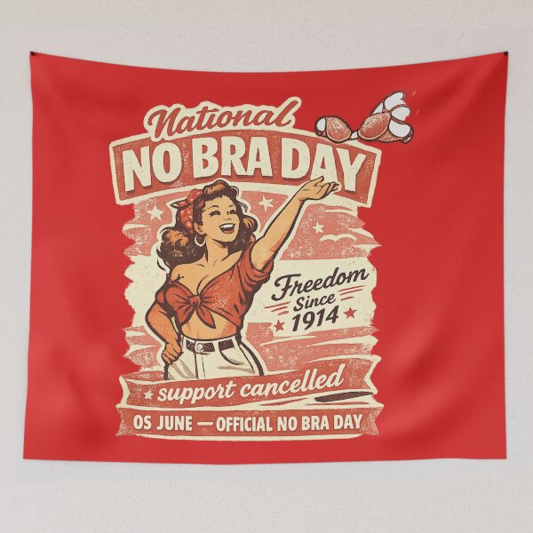 Item preview, National No Bra Day – Freedom Since 1914 | Funny Retro Pinup Style Vintage Tee designed and sold by MartBook.