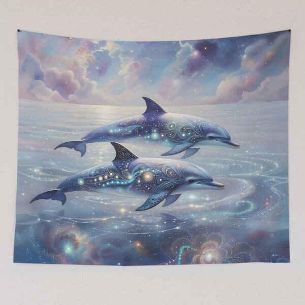 Item preview, Magical Dolphins in a Starry Sea designed and sold by Roanemermaid.