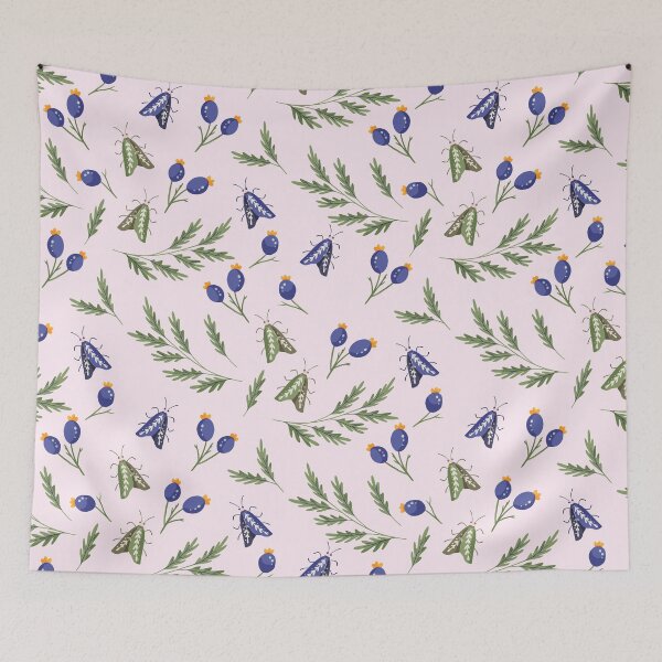 Item preview, Mystical Woodland Moth Botanical Pattern designed and sold by BetOova.