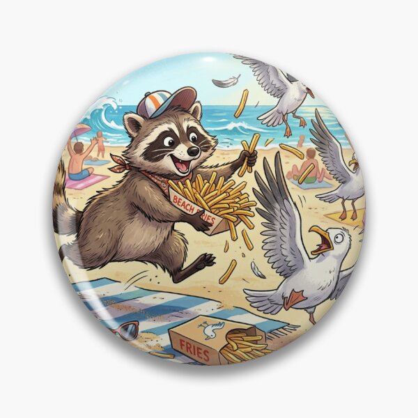 Item preview, Beach Bandit Raccoon | Silly Seagull Snack Heist Funny Summer Meme Art designed and sold by DmaarGroup.