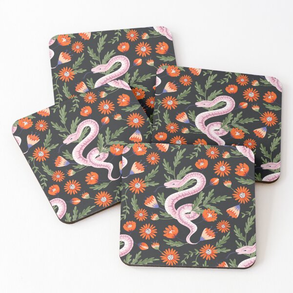Item preview, Dark Floral Pink Snake Botanical Pattern designed and sold by BetOova.
