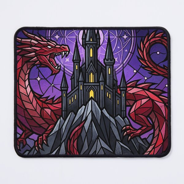 Item preview, Red Dragon Mystic Castle Stained Glass designed and sold by PerfectTerrible.