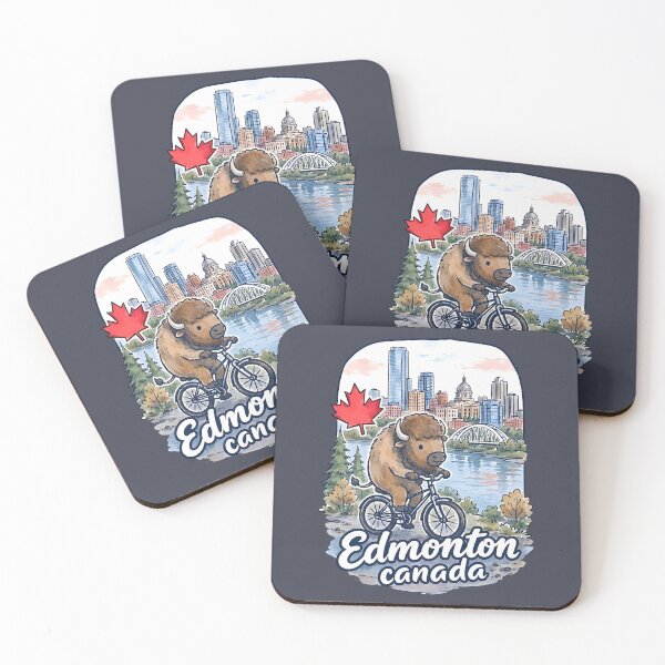 Item preview, Edmonton Bicycling Cute Bison City Skyline Pride  designed and sold by HowToCanadian.