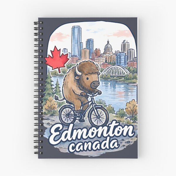 Item preview, Edmonton Bicycling Cute Bison City Skyline Pride  designed and sold by HowToCanadian.