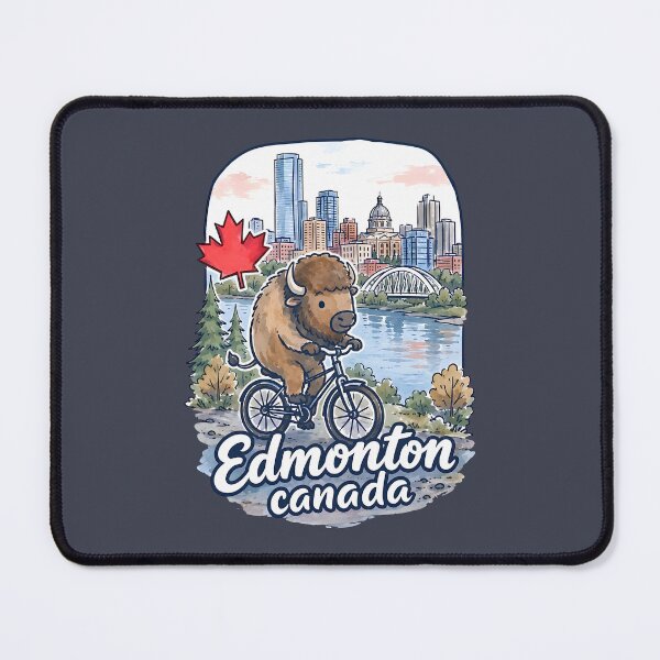 Item preview, Edmonton Bicycling Cute Bison City Skyline Pride designed and sold by HowToCanadian.
