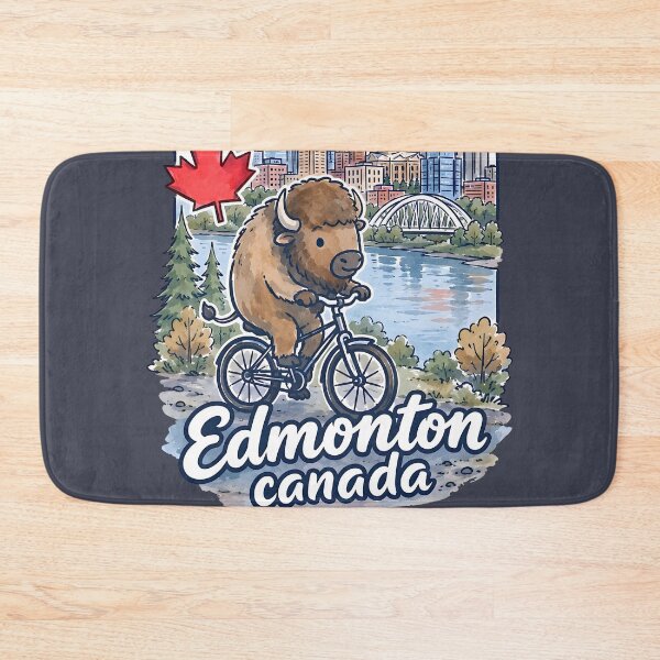 Item preview, Edmonton Bicycling Cute Bison City Skyline Pride  designed and sold by HowToCanadian.