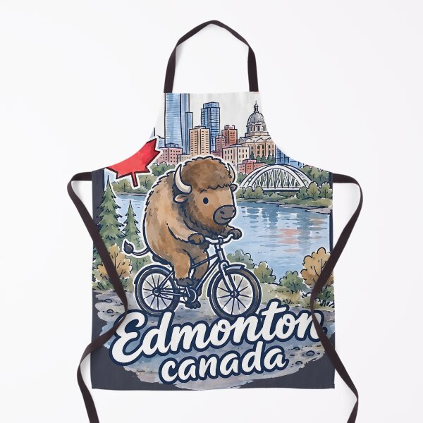 Item preview, Edmonton Bicycling Cute Bison City Skyline Pride designed and sold by HowToCanadian.