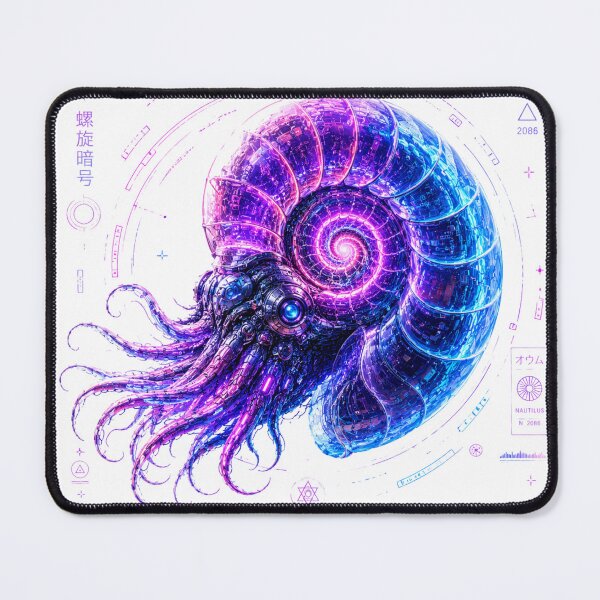 Item preview, Spiral Code 2086 Cyber Nautilus – Neon Biomechanical Sea Shell Design designed and sold by FusiTink.