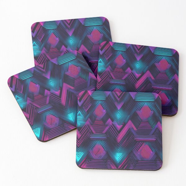 Item preview, Vibrant Geometric Abstract Neon Synthwave Pattern designed and sold by NicolasGlowArt.