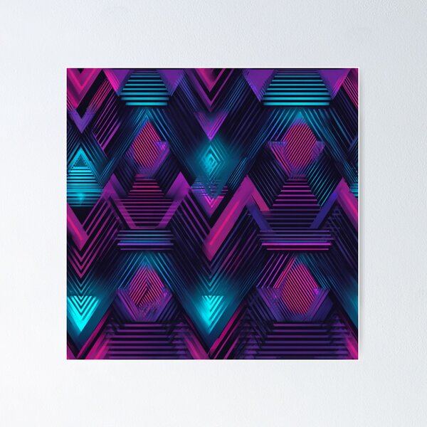 Item preview, Vibrant Geometric Abstract Neon Synthwave Pattern designed and sold by NicolasGlowArt.