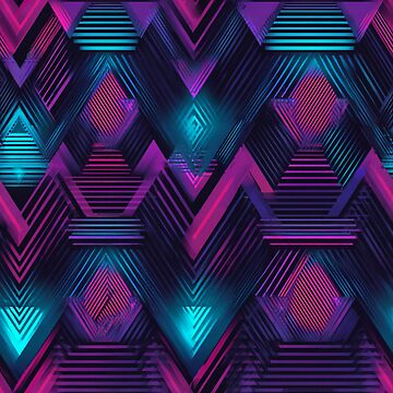 Artwork thumbnail, Vibrant Geometric Abstract Neon Synthwave Pattern by NicolasGlowArt