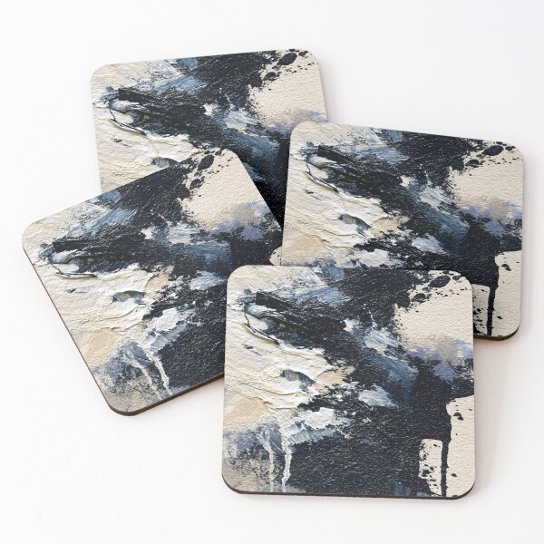 Item preview, Abstract Textured Blue Palette No. 13 - Intense Black & Deep Blue Stormy Impasto designed and sold by SlowRegardArt.
