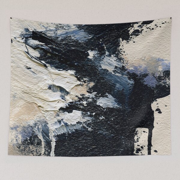 Item preview, Abstract Textured Blue Palette No. 13 - Intense Black & Deep Blue Stormy Impasto designed and sold by SlowRegardArt.