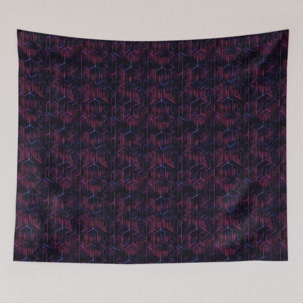 Item preview, Synthwave Neon Geometric Grid Abstract Pattern designed and sold by NicolasGlowArt.