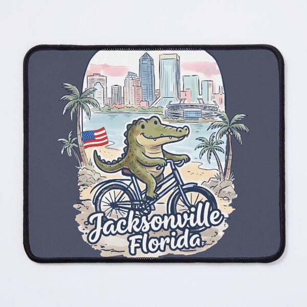 Item preview, Jacksonville Florida Bicycling Cute Crocodile Skyline Pride  designed and sold by HowToCanadian.